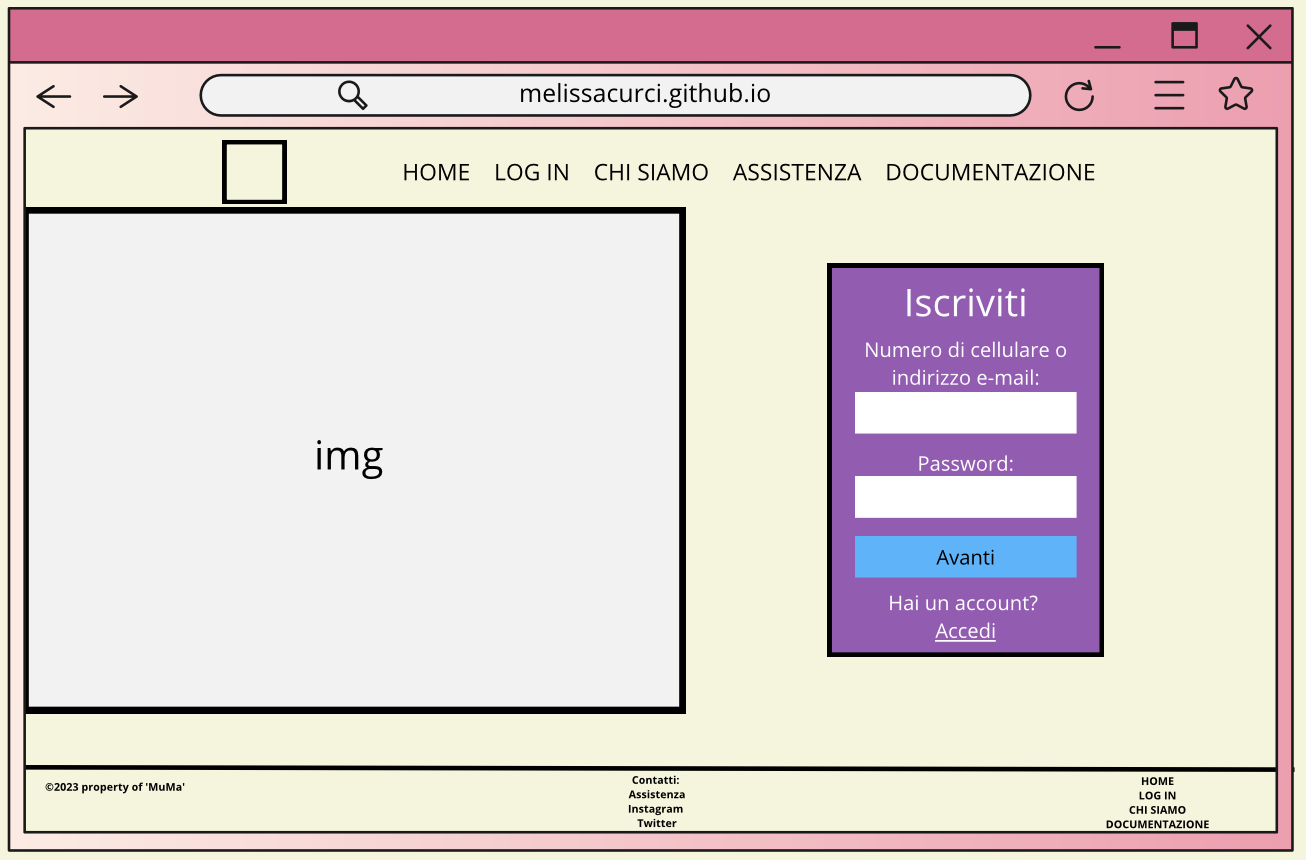 Wireframe iscriviti